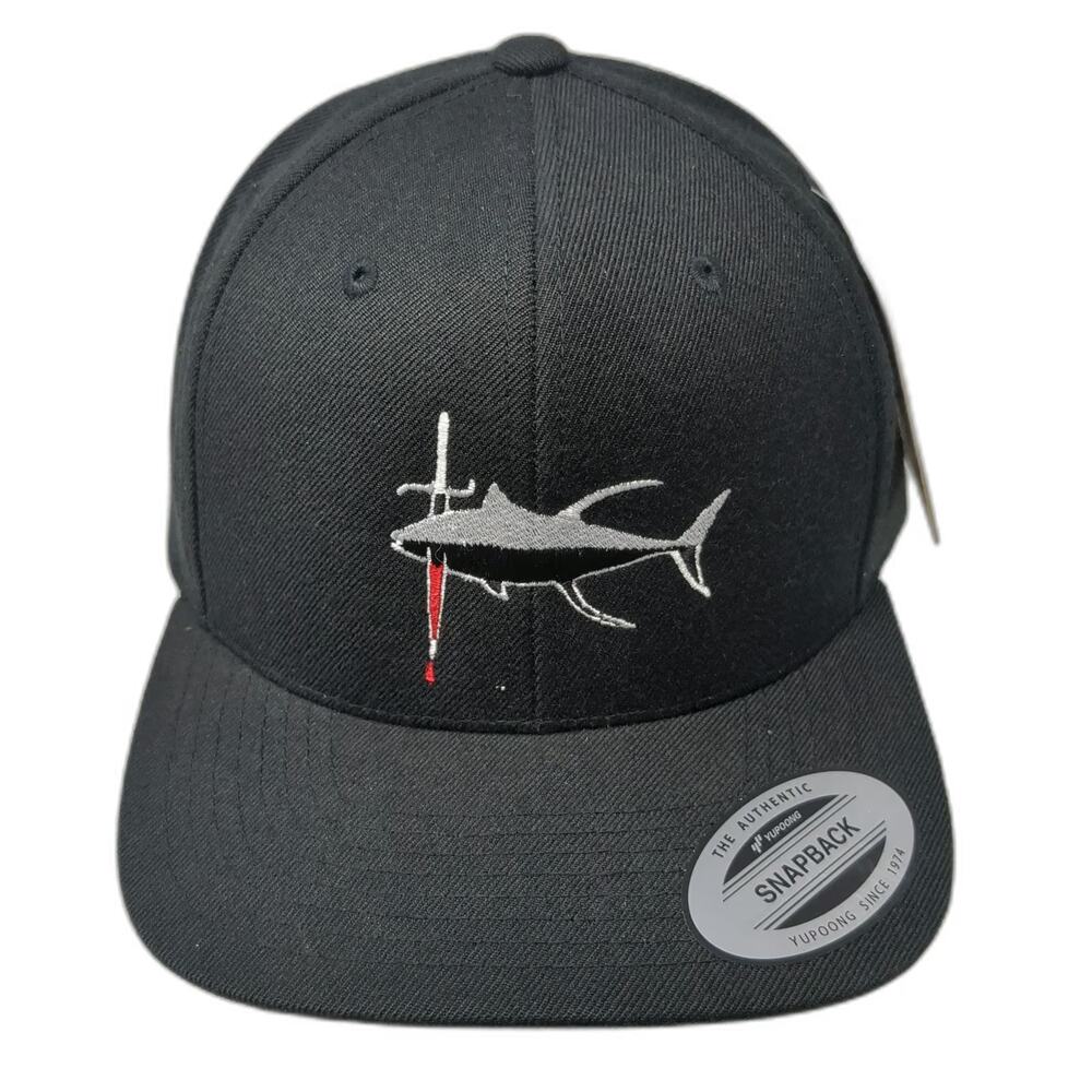 Fishworks Snapback Black One Size Green Underbrim Fish Sword Logo Embroidery Hat